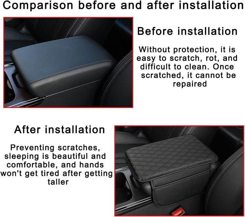Mandark Car Center Console Cover, Microfiber Leather Vehicle Armrest Protector Cushion with 2 Storage Bags, Auto Interior Arm Rest Seat Box Pad Accessories, Universal for SUV, Sedan, Truck (Black) - Image 5